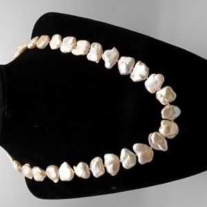 White baroque fresh water pearls with Sterling Silver clasp
